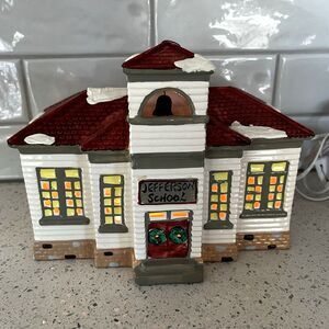 Department 56 Jefferson School Snow Village 50822  W/ Packing & Light Vintage